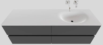 Boss & Wessing Badkamermeubel Solid Surface BWS Stockholm 150x46 cm Rechts Mat Antraciet 4 Laden (zonder kraangaten)