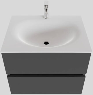 Boss & Wessing Badkamermeubel Solid Surface BWS Stockholm 60x46 cm Mat Antraciet (met 1 kraangat)