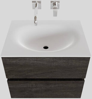 Boss & Wessing Badkamermeubel Solid Surface BWS Stockholm 60x46 cm Wood Dark Brown (0 kraangaten) Houtlook