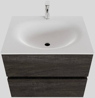 Boss & Wessing Badkamermeubel Solid Surface BWS Stockholm 60x46 cm Wood Dark Brown (1 kraangat) Houtlook