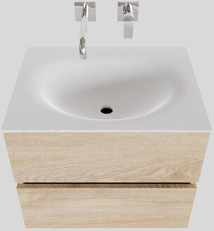 Boss & Wessing Badkamermeubel Solid Surface BWS Stockholm 60x46 cm Wood Washed Oak (0 kraangaten) Houtlook