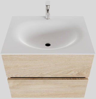 Boss & Wessing Badkamermeubel Solid Surface BWS Stockholm 60x46 cm Wood Washed Oak (1 kraangat) Houtlook