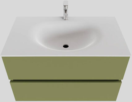 Boss & Wessing Badkamermeubel Solid Surface BWS Stockholm 80x46 cm Mat Groen (met 1 kraangat)