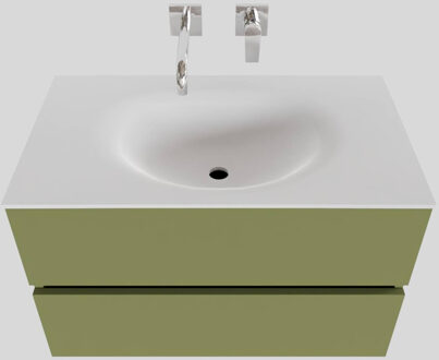 Boss & Wessing Badkamermeubel Solid Surface BWS Stockholm 80x46 cm Mat Groen (zonder kraangat)