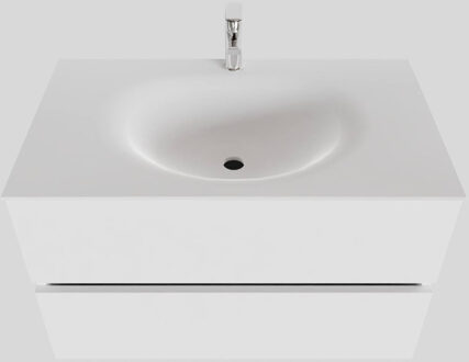 Boss & Wessing Badkamermeubel Solid Surface BWS Stockholm 80x46 cm Mat Wit (met 1 kraangat)