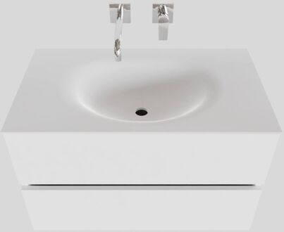 Boss & Wessing Badkamermeubel Solid Surface BWS Stockholm 80x46 cm Mat Wit (zonder kraangat)