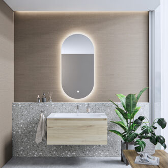 Boss & Wessing Badkamermeubelset BWS Anubis 100cm 1 Lade Natuur Eiken Met Wastafel (Naar Keuze)