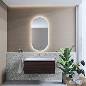 Boss & Wessing Badkamermeubelset BWS Anubis 100cm 1 Lade Sonama Charcoal Eiken Met Wastafel (Naar Keuze)