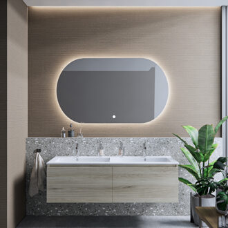 Boss & Wessing Badkamermeubelset BWS Anubis 120cm 2 Laden Grijs Eiken Met Wastafel (Naar Keuze)