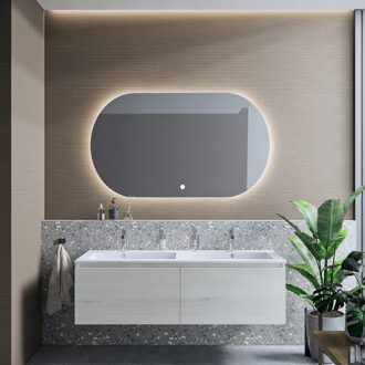 Boss & Wessing Badkamermeubelset BWS Anubis 120cm 2 Laden Monaco Wit Eiken Met Wastafel (Naar Keuze)