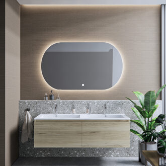 Boss & Wessing Badkamermeubelset BWS Anubis 120cm 2 Laden Natuur Eiken Met Wastafel (Naar Keuze)