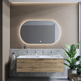 Boss & Wessing Badkamermeubelset BWS Anubis 120cm 2 Laden Rustiek Eiken Met Wastafel (Naar Keuze)