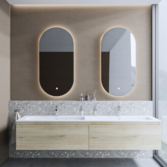 Boss & Wessing Badkamermeubelset BWS Anubis 140cm 2 Laden Natuur Eiken Met Wastafel (Naar Keuze)