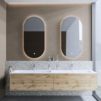 Boss & Wessing Badkamermeubelset BWS Anubis 140cm 2 Laden Rustiek Eiken Met Wastafel (Naar Keuze)