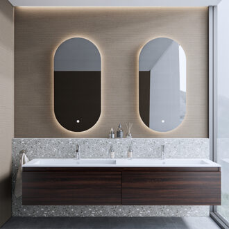 Boss & Wessing Badkamermeubelset BWS Anubis 140cm 2 Laden Sonama Charcoal Eiken Met Wastafel (Naar Keuze)