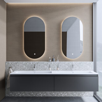 Boss & Wessing Badkamermeubelset BWS Anubis 160cm 2 Laden Mat Zwart Met Wastafel (Naar Keuze)