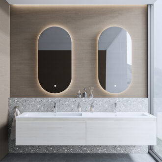 Boss & Wessing Badkamermeubelset BWS Anubis 160cm 2 Laden Monaco Wit Eiken Met Wastafel (Naar Keuze)