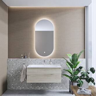 Boss & Wessing Badkamermeubelset BWS Anubis 90cm 1 Lade Grijs Eiken Met Wastafel (Naar Keuze)