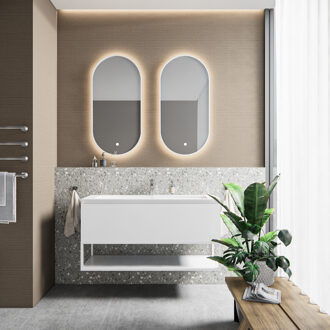 Boss & Wessing Badkamermeubelset BWS Anubis Frame 100cm 1 Lade Mat Wit Met Wastafel (Naar Keuze)