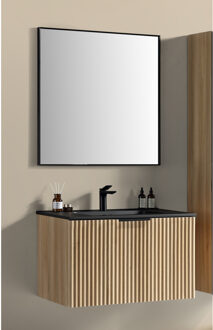 Boss & Wessing Badkamermeubelset BWS Bella 80 cm Naturel Eik Mat Zwart Boss & Wessing