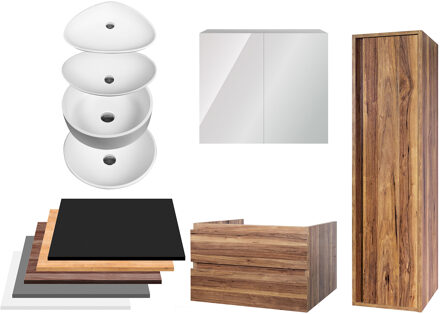 Boss & Wessing Badkamermeubelset BWS Sally 100 cm Twee Soft-Close Lades Met Waskom Eiken