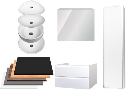 Boss & Wessing Badkamermeubelset BWS Sally 100 cm Twee Soft-Close Lades Met Waskom Mat Wit