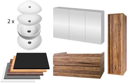 Boss & Wessing Badkamermeubelset BWS Sally 120 cm Twee Soft-Close Lades Met Waskom Eiken