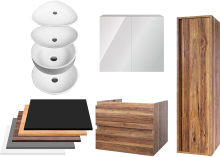 Boss & Wessing Badkamermeubelset BWS Sally 60 cm Twee Soft-Close Lades Met Waskom Eiken