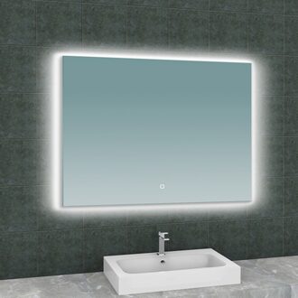 Boss & Wessing Badkamerspiegel Aqua Splash Luc Rechthoek Inclusief LED Verlichting Backlight 100 cm Aqua Splash