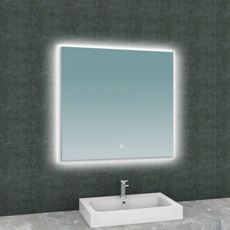 Boss & Wessing Badkamerspiegel Aqua Splash Luc Rechthoek Inclusief LED Verlichting Backlight 80 cm Aqua Splash