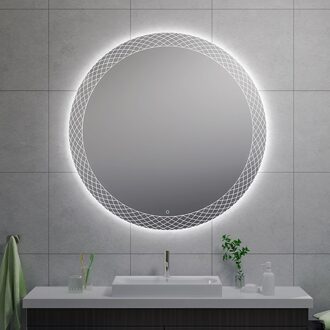 Boss & Wessing Badkamerspiegel Aqua Splash Madri Rond LED Verlichting Condensvrij 120 cm Aqua Splash