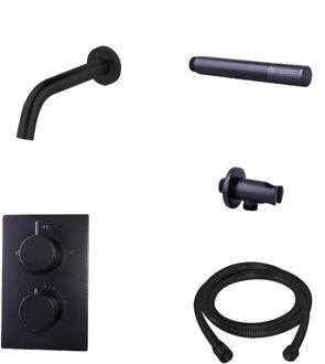 Boss & Wessing Badkraan Inbouw Boss & Wessing Nero Compleet met Handdouche Mat Zwart Aqua Splash