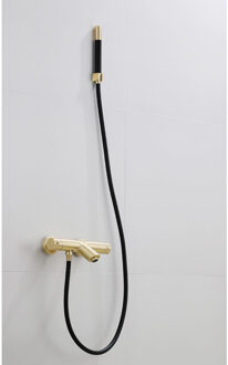 Boss & Wessing Badkraan Opbouw BWS Gold Pro met Staaf Handdouche Set Messing Mat Goud en Zwart