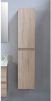 Boss & Wessing Badmeubelkast BWS Pepper Hoge Kast Greeploos 2 Deuren 145x30x30 cm Eiken Antraciet