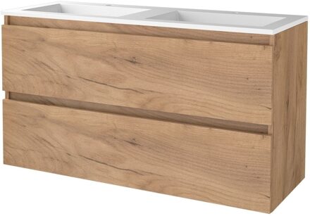 Boss & Wessing Badmeubelset Aquasplash Salt 120x46 cm Greeploos 2 Lades Met Wastafel 2 Kraangaten Whisky Oak Aquasplash