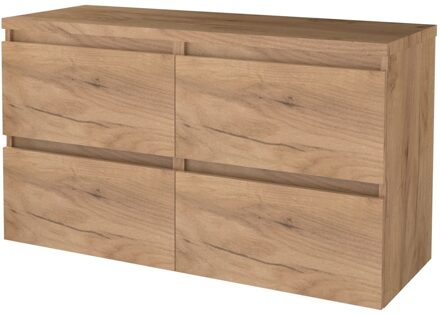 Boss & Wessing Badmeubelset Aquasplash Salt 120x46 cm Greeploos 4 Lades Met Afdekplaat Whisky Oak Aquasplash