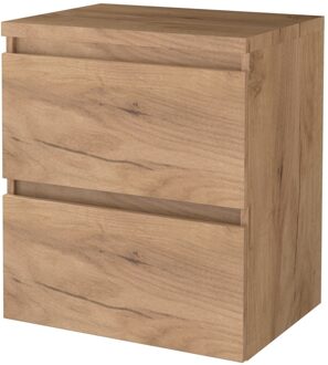 Boss & Wessing Badmeubelset Aquasplash Salt 60x46 cm Greeploos 2 Lades Met Afdekplaat Whisky Oak Aquasplash