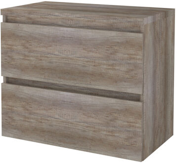 Boss & Wessing Badmeubelset Aquasplash Salt 80x46 cm Greeploos 2 Lades Met Afdekplaat Scotch Oak Aquasplash