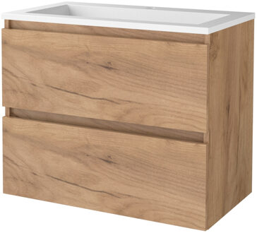 Boss & Wessing Badmeubelset Aquasplash Salt 80x46 cm Greeploos 2 Lades Met Wastafel Acryl 1 Kraangat Whisky Oak Aquasplash