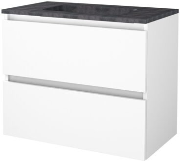 Boss & Wessing Badmeubelset Aquasplash Salt 80x46 cm Greeploos 2 Lades Met Wastafel Hardsteen Ice White Aquasplash