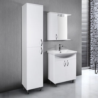 Boss & Wessing Badmeubelset BWS Aleco 65 cm Inclusief Spiegelkast en Verlichting Wit