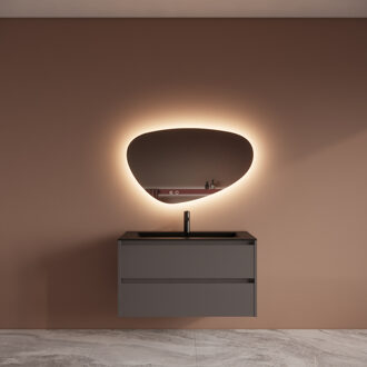 Boss & Wessing Badmeubelset BWS Riga Met Asia Wastafel Mat Zwart 100 cm Leigrijs Boss & Wessing