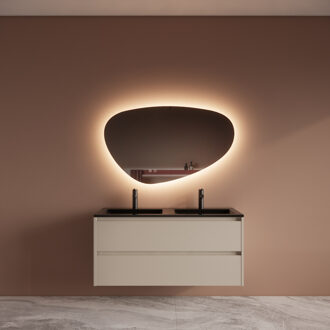 Boss & Wessing Badmeubelset BWS Riga Met Asia Wastafel Mat Zwart 120 cm Kasjmier Beige