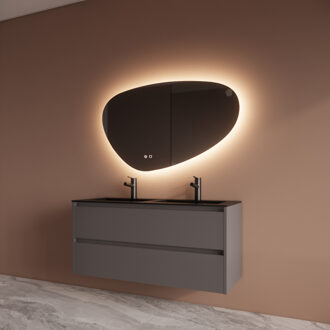 Boss & Wessing Badmeubelset BWS Riga Met Asia Wastafel Mat Zwart 120 cm Leigrijs Boss & Wessing