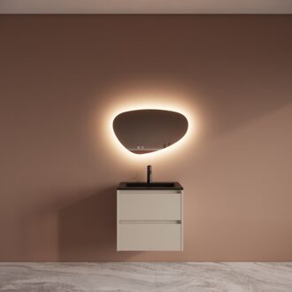 Boss & Wessing Badmeubelset BWS Riga Met Asia Wastafel Mat Zwart 60 cm Kasjmier Beige