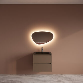 Boss & Wessing Badmeubelset BWS Riga Met Asia Wastafel Mat Zwart 60 cm Latte Boss & Wessing