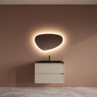 Boss & Wessing Badmeubelset BWS Riga Met Asia Wastafel Mat Zwart 80 cm Kasjmier Beige