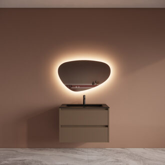 Boss & Wessing Badmeubelset BWS Riga Met Asia Wastafel Mat Zwart 80 cm Latte