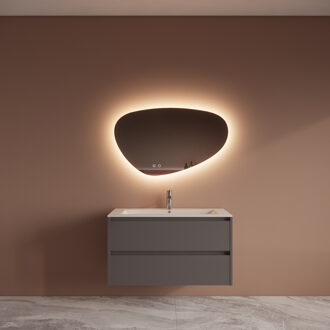 Boss & Wessing Badmeubelset BWS Riga Met Asia Wastafel Wit 100 cm Leigrijs Antraciet