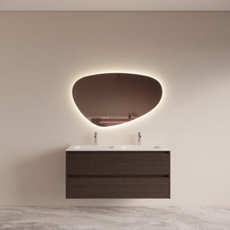 Boss & Wessing Badmeubelset BWS Riga met Asia Wastafel Wit 120 cm Bruin Eiken